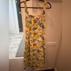 Abercrombie & Fitch Yellow and Green Scenic Midi Dress